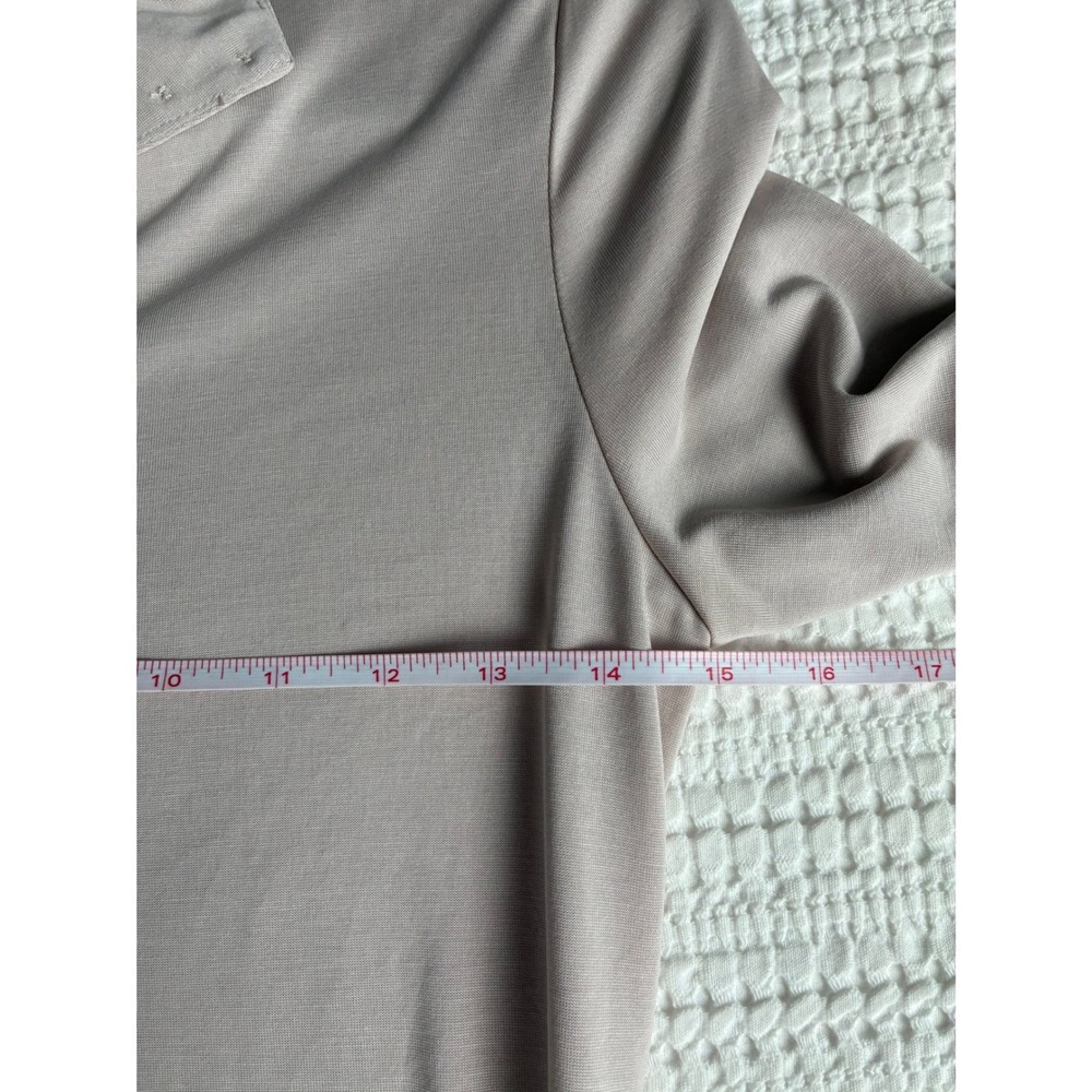 NWT Meshki Anders Dress Women S Taupe Button Front Midi Quiet Luxury Minimalist - Picture 9 of 11